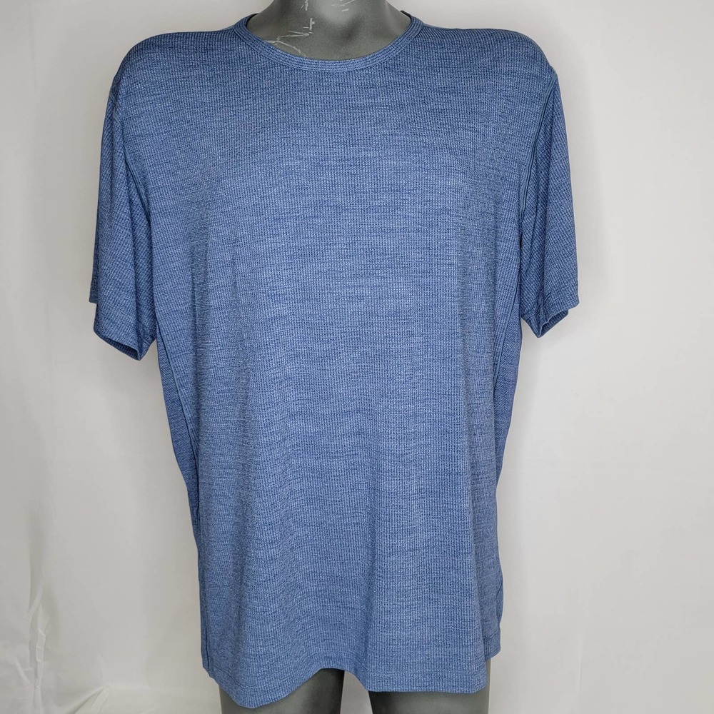 Mack Weldon AirKnitx Shirt 2XL Blue Short Sleeve Crew Vented Active Stretch Mens